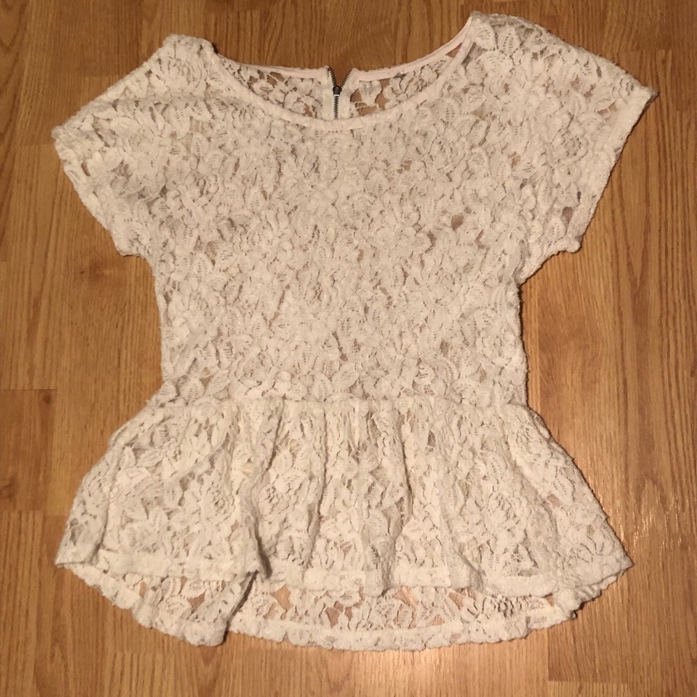 Ivory Lace Peplum Top